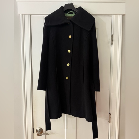Coach Black Wool/Mohair Blend Belted Peacoat - Picture 5 of 7